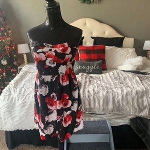 Strapless Floral Dress